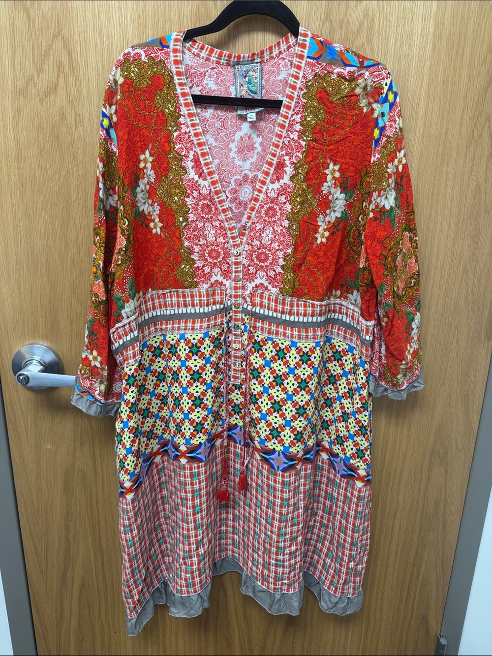 Johnny Was Multicolor Floral & Mosaic Lightweight Cottagecore Dress Size XXL